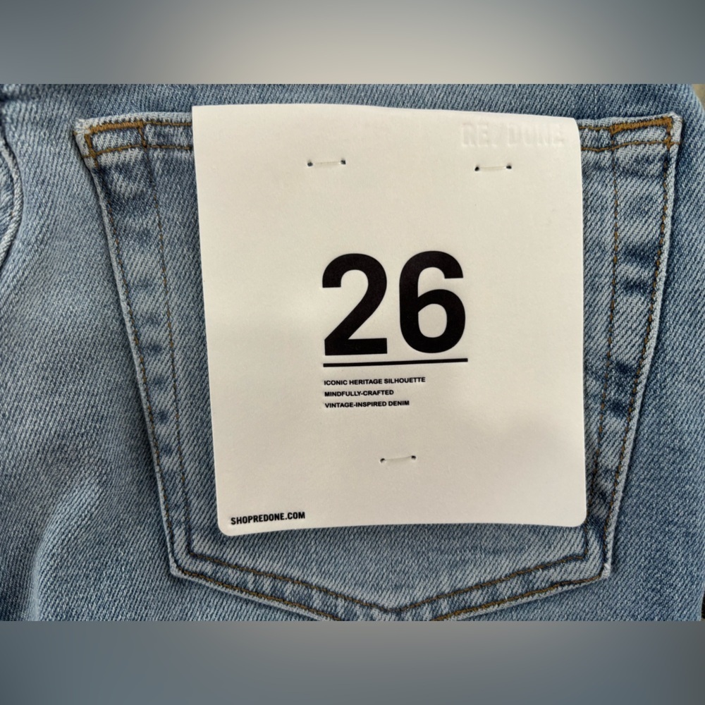 NWT. RE/DONE Originals High Rise Ankle Crop Stretch in Mid 90s Wash. Size 26 - Picture 5 of 11